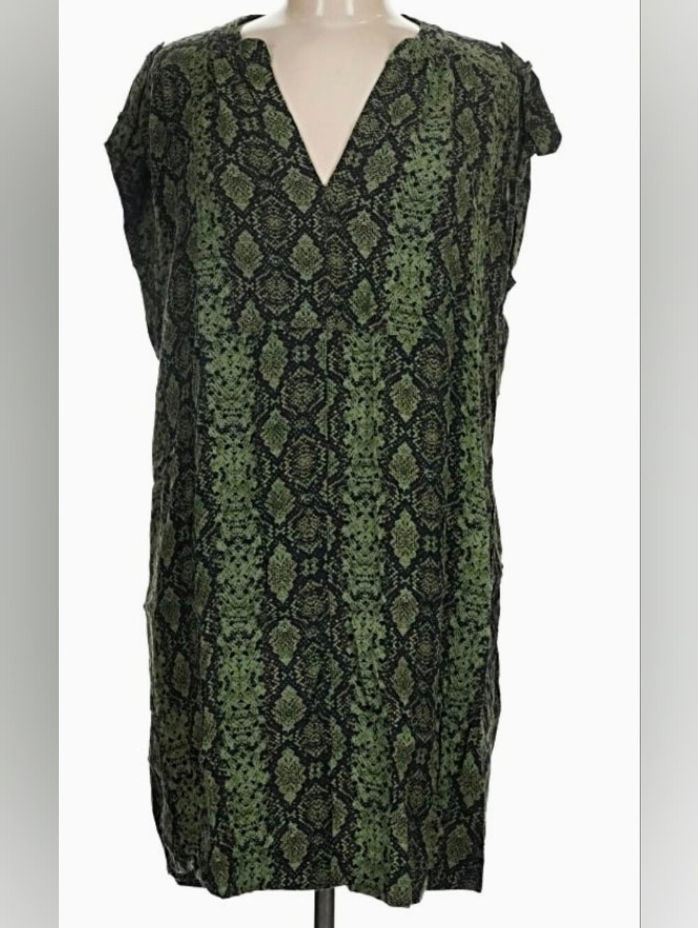 ANTHROPOLOGIE 🐍Forest Green BOA/SNAKE PRINT 🐍Shirt Dress  Sz MP (8-10)